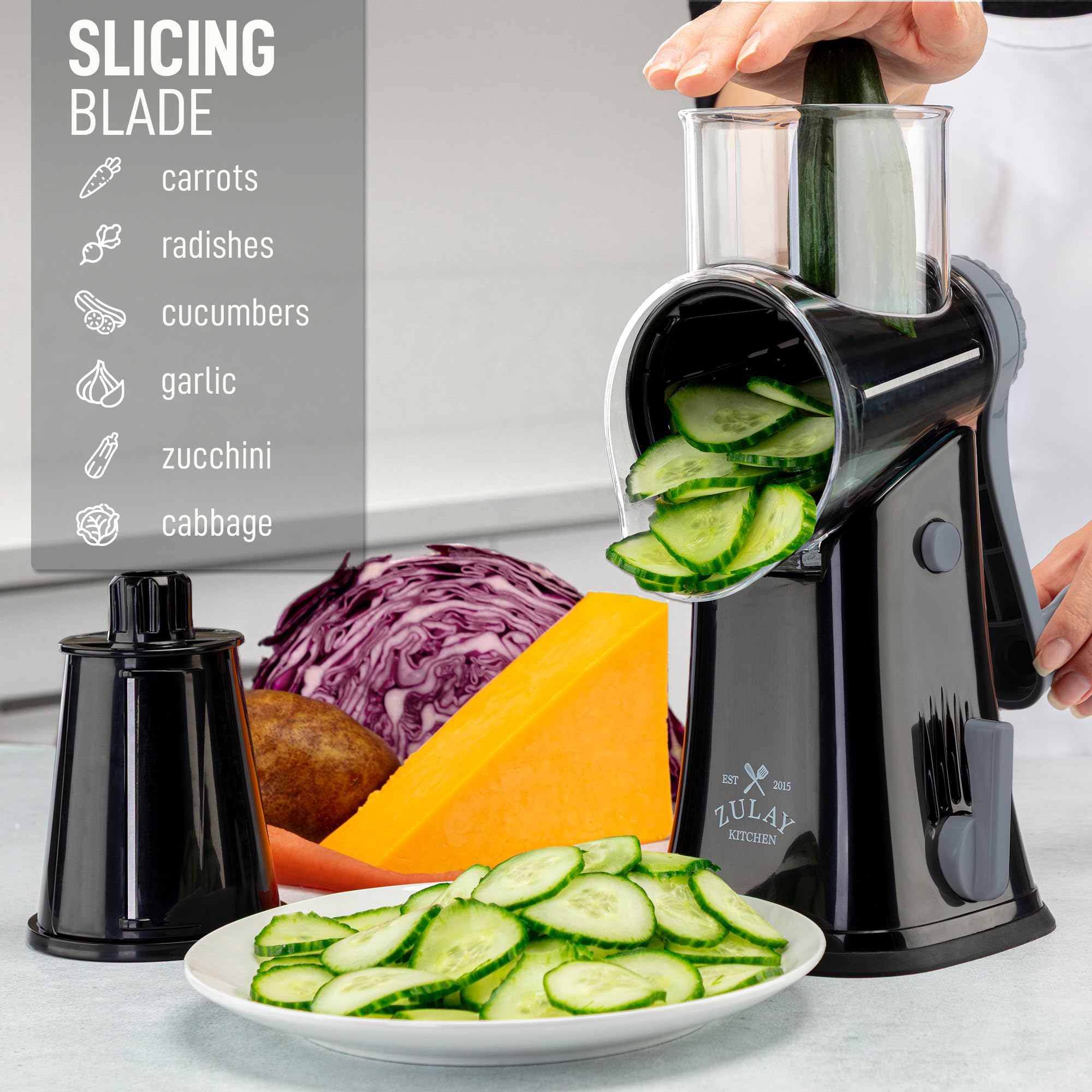 Zulay Kitchen interchangeable stainless steel blades for multiple cuts