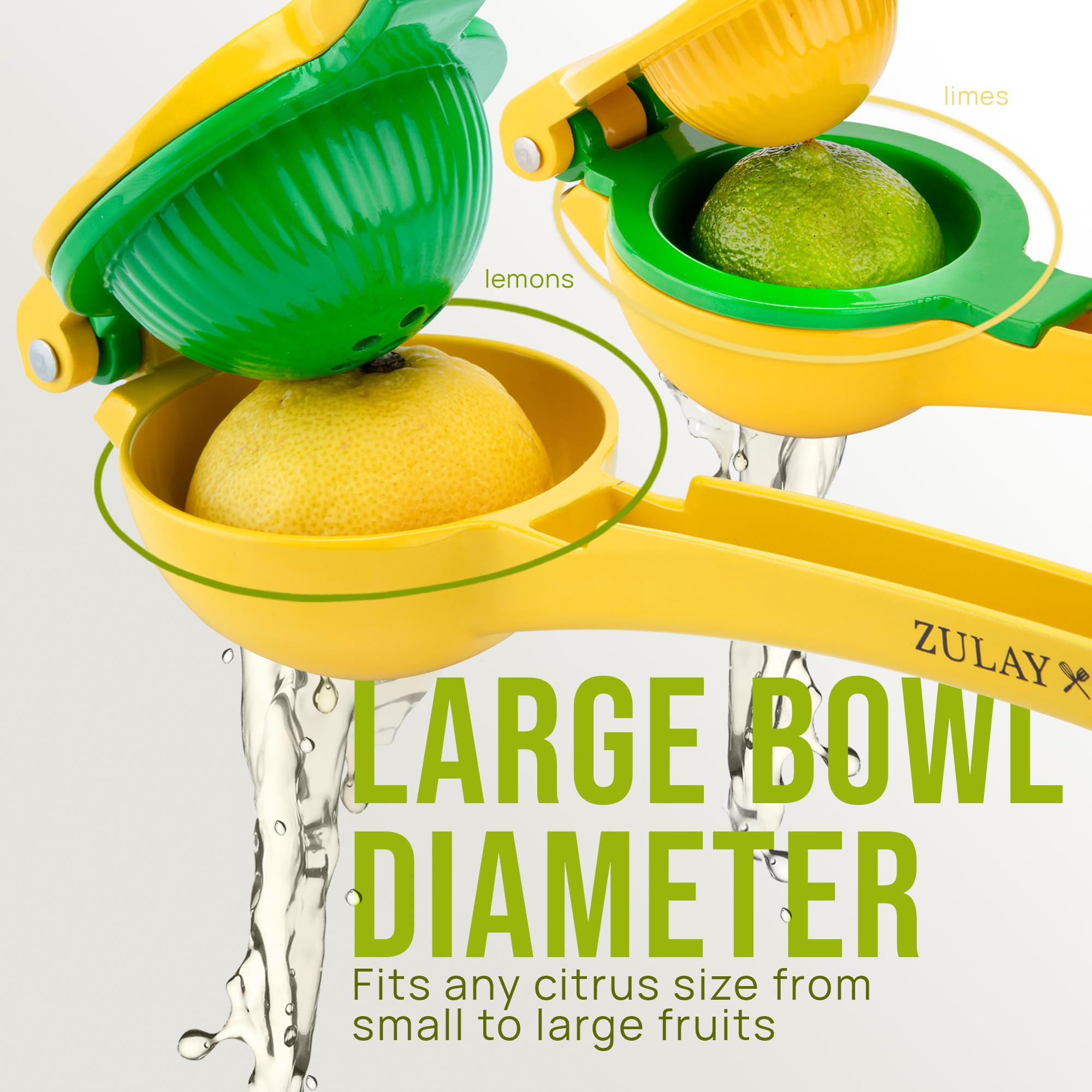 Zulay Kitchen lemon-lime squeezer with ergonomic handle for easy squeezing
