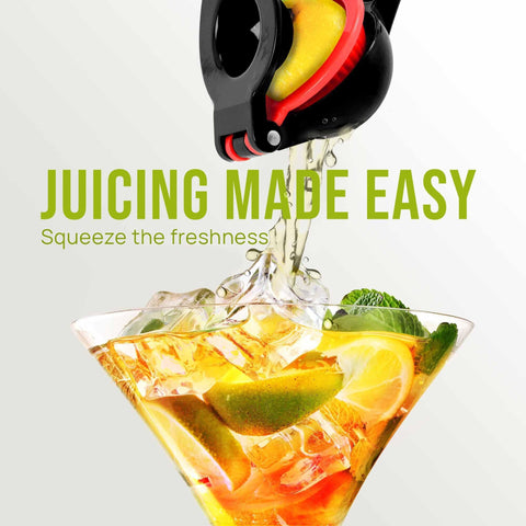 Zulay Kitchen lemon squeezer in action extracting juice from lemons and limes.
