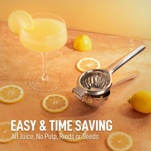 Zulay Kitchen lime-squeezer stainless-steel handles offer comfortable control while juicing fresh limes.