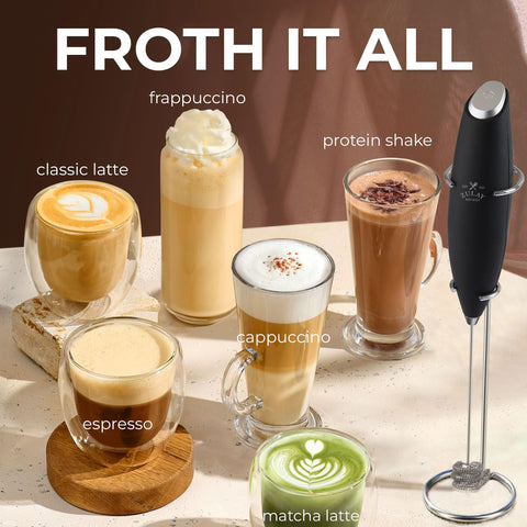 Zulay Kitchen Matcha foam wand blends matcha smoothly for a creamy drink
