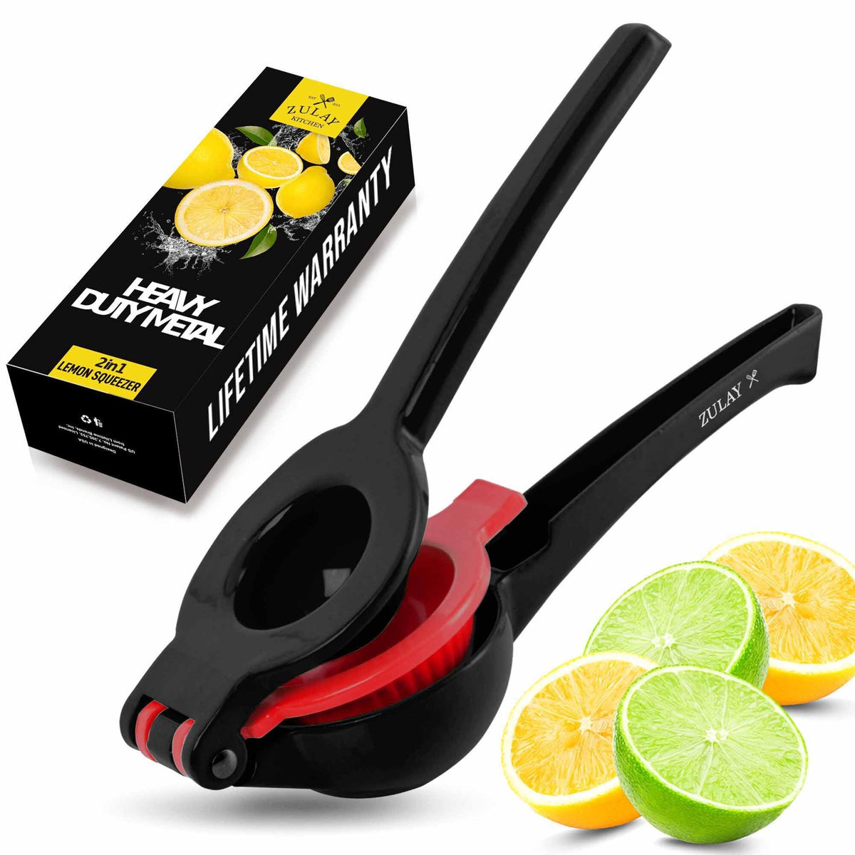 Zulay Kitchen 2-in-1 lemon squeezer front view for quick citrus juice.