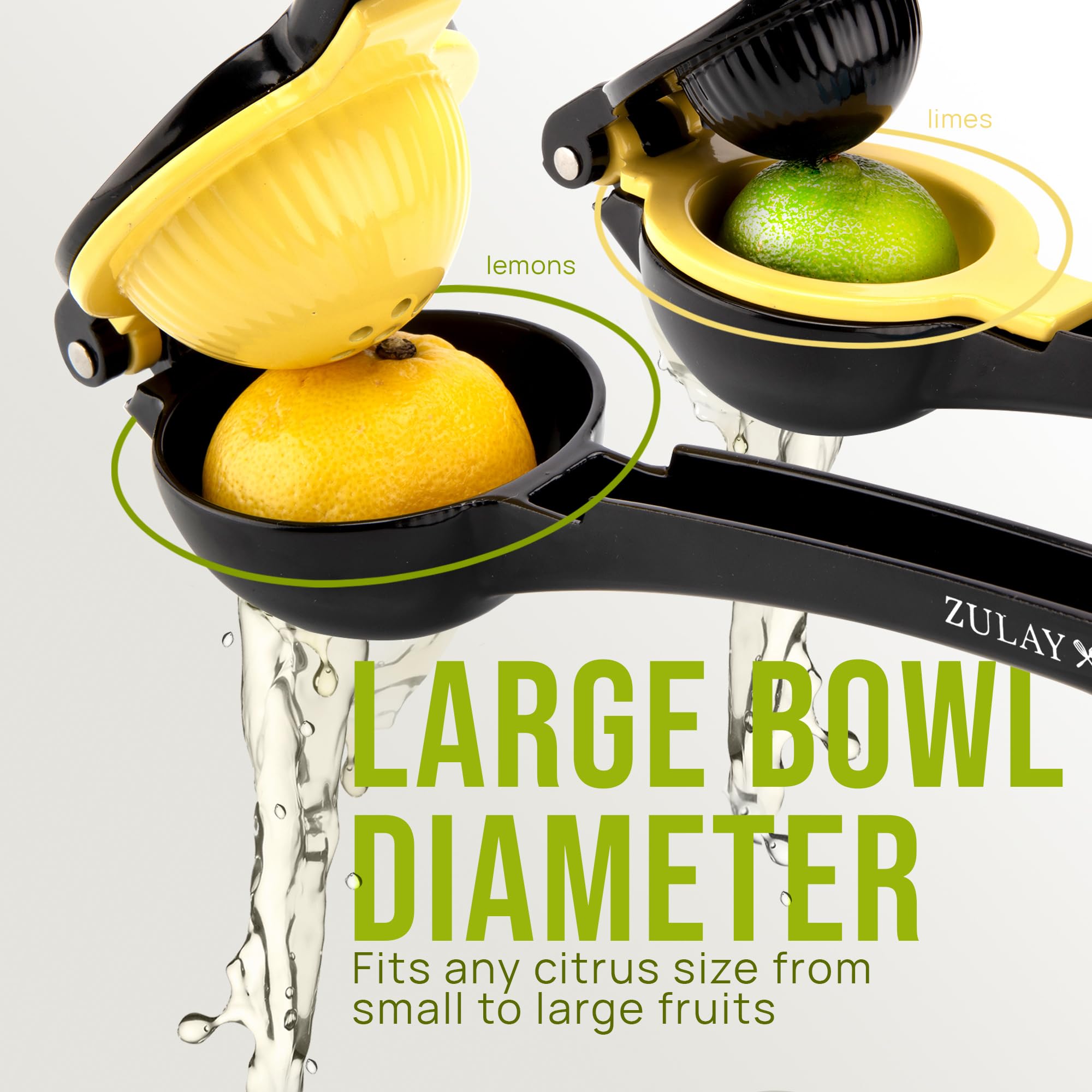 Zulay Kitchen metal 2-in-1 lemon squeezer ergonomic handle for comfortable squeezing
