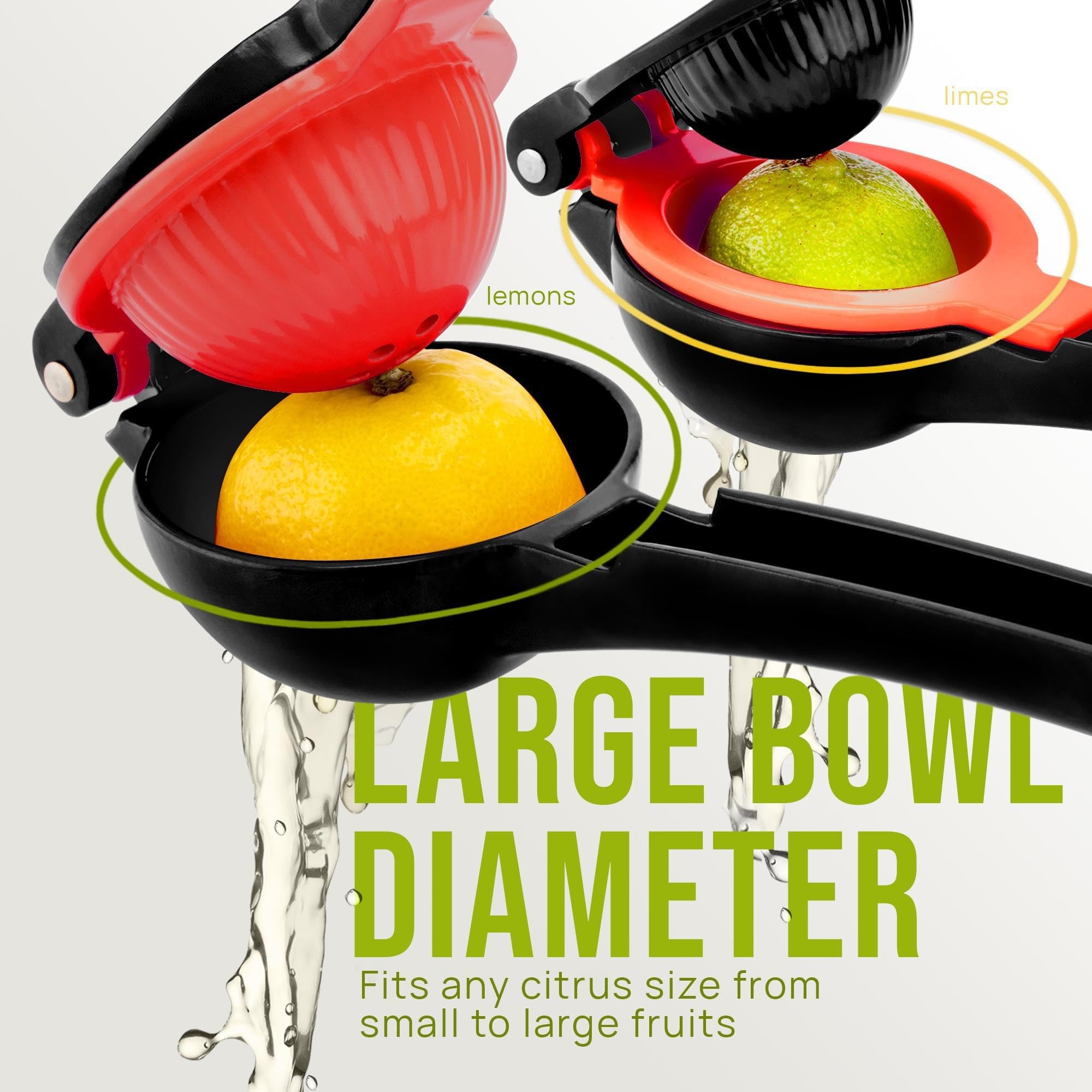 Zulay Kitchen 2-in-1 lemon squeezer top view with seed-filter design.
