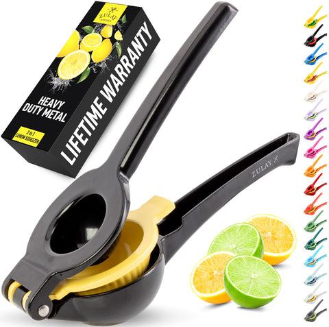 Zulay Kitchen metal 2-in-1 lemon squeezer top view for efficient juice extraction