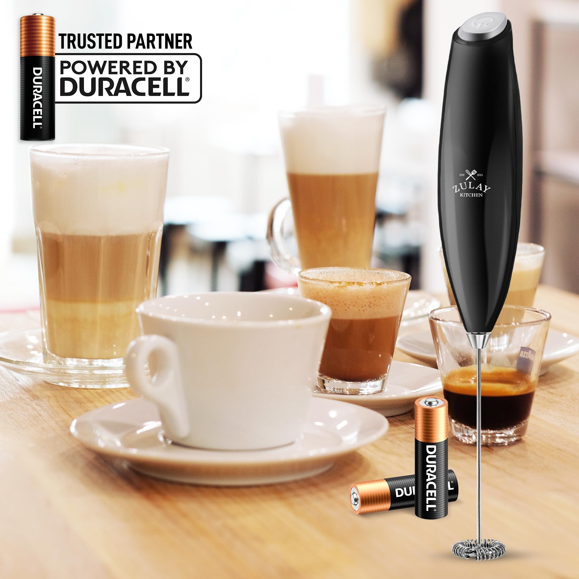 Zulay Kitchen latte at home with creamy foam using the frother.