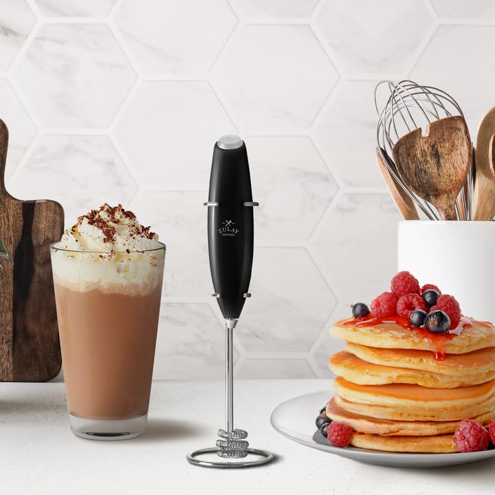 Zulay Kitchen milk frother works with non-dairy milks like almond or soy.