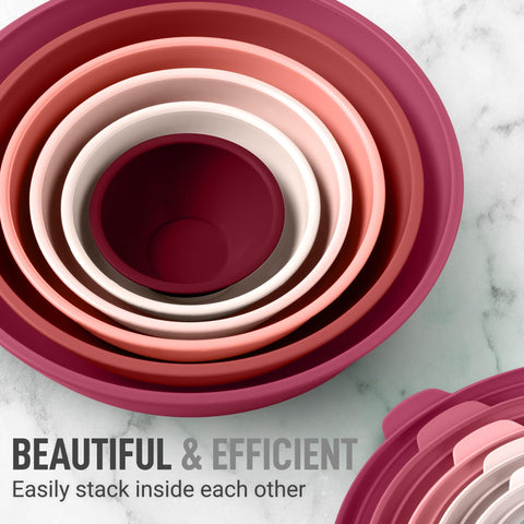 Zulay Kitchen nesting bowls in sturdy material withstand whisking and mixing