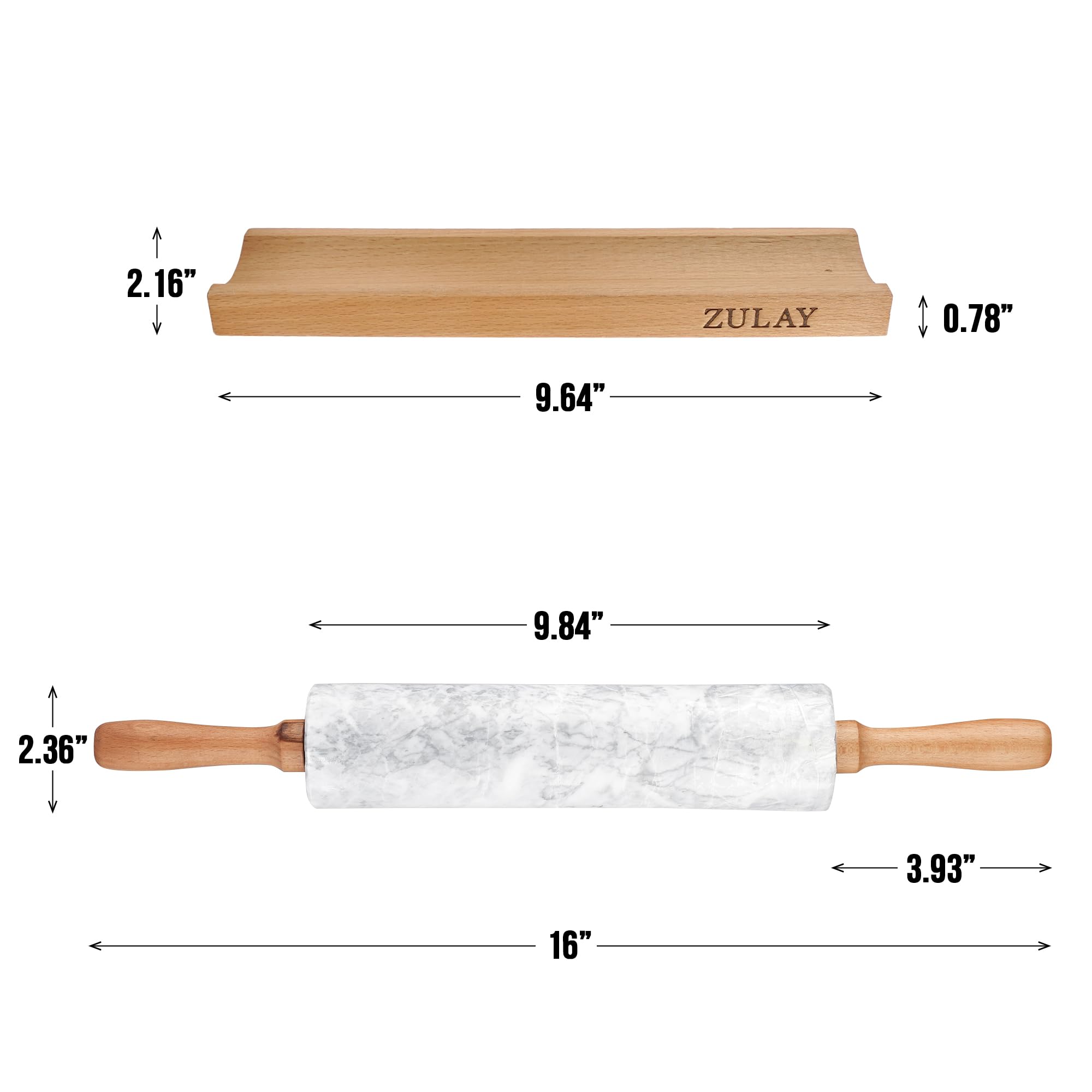 Natural nonstick surface of Zulay marble rolling pin is easy to clean