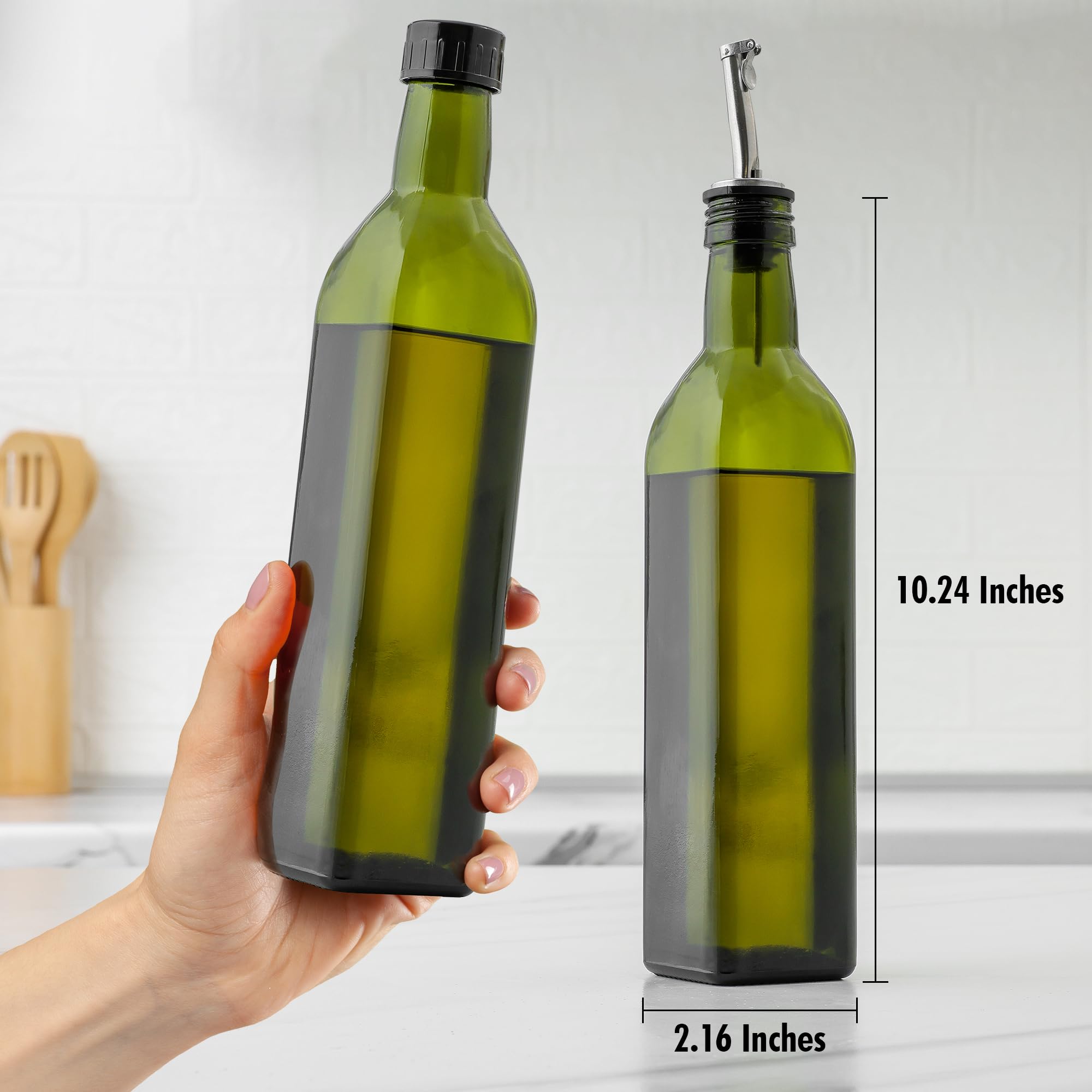 Zulay Kitchen olive oil dispenser bottle dark brown glass blocks UV light