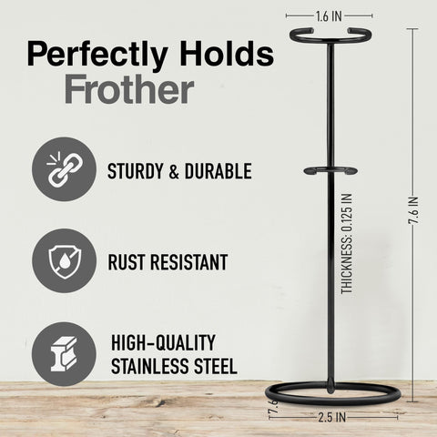Zulay Kitchen Original Frother Stand dual semi-hoop design supports multiple frothers.