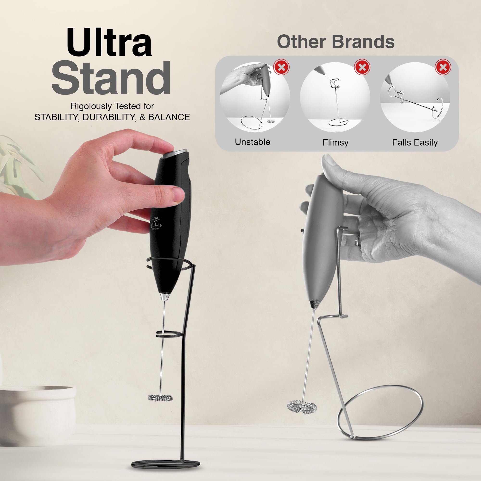 Zulay Kitchen Original Frother Stand easy-clean design for quick maintenance.