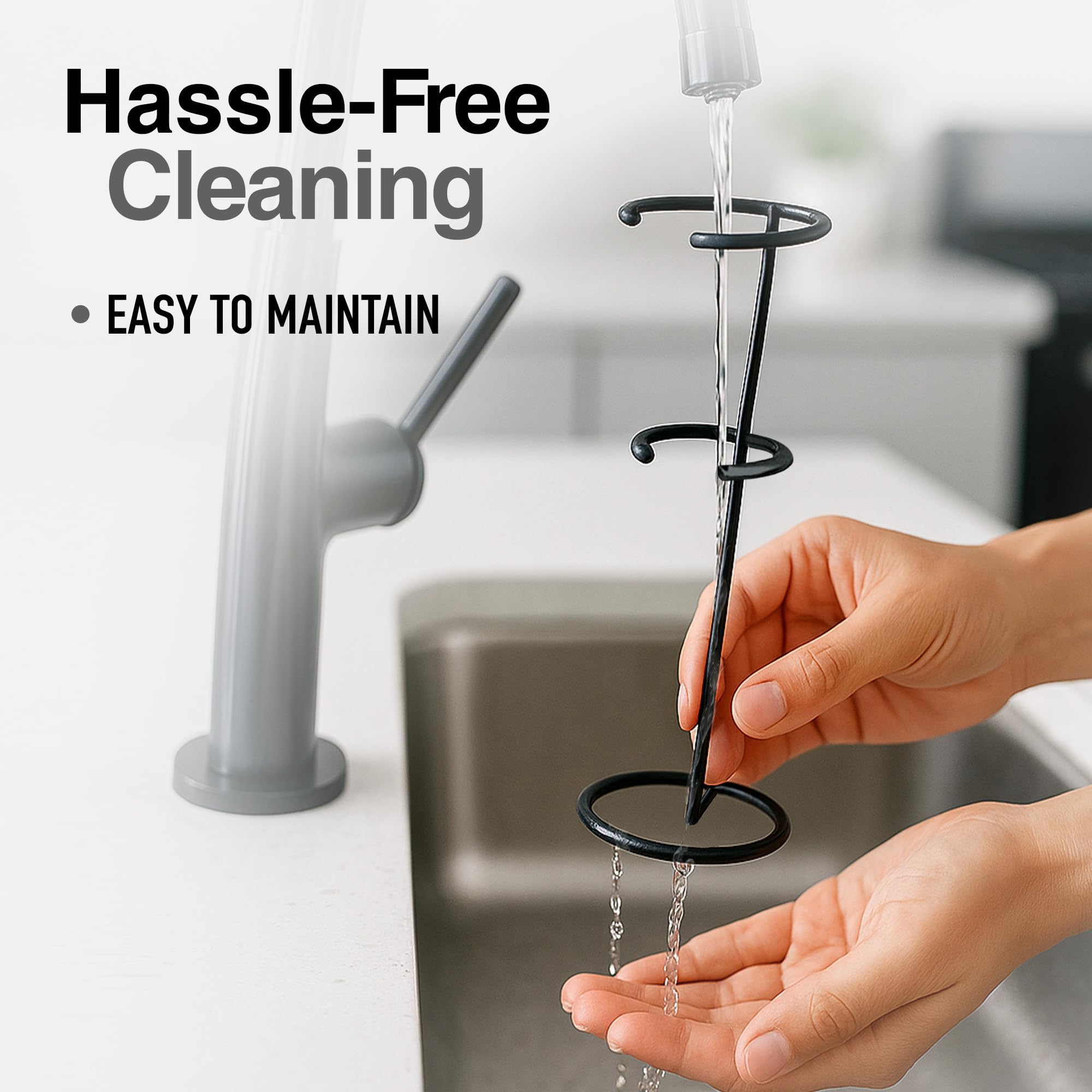 Zulay Kitchen Original Frother Stand black matte finish complements any kitchen.