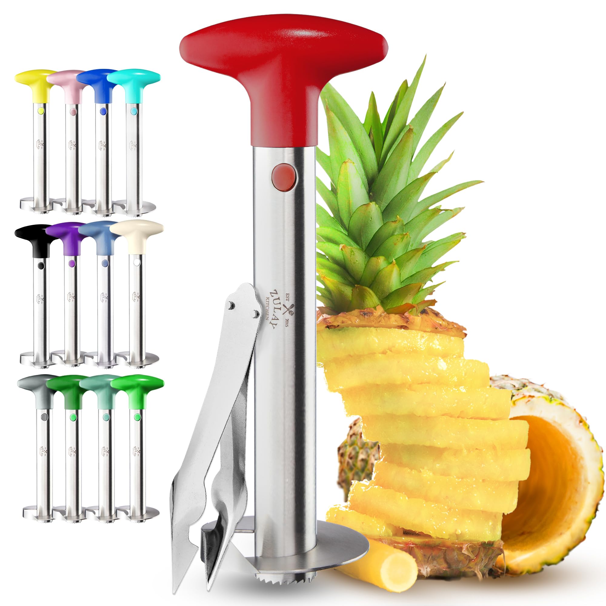 Zulay Kitchen pineapple corer in action, cores and slices efficiently.