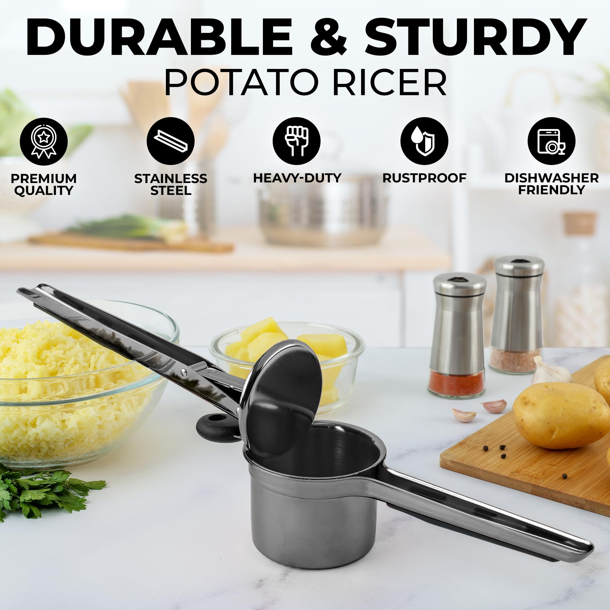 Zulay Kitchen potato ricer is dishwasher-safe for quick cleanup.