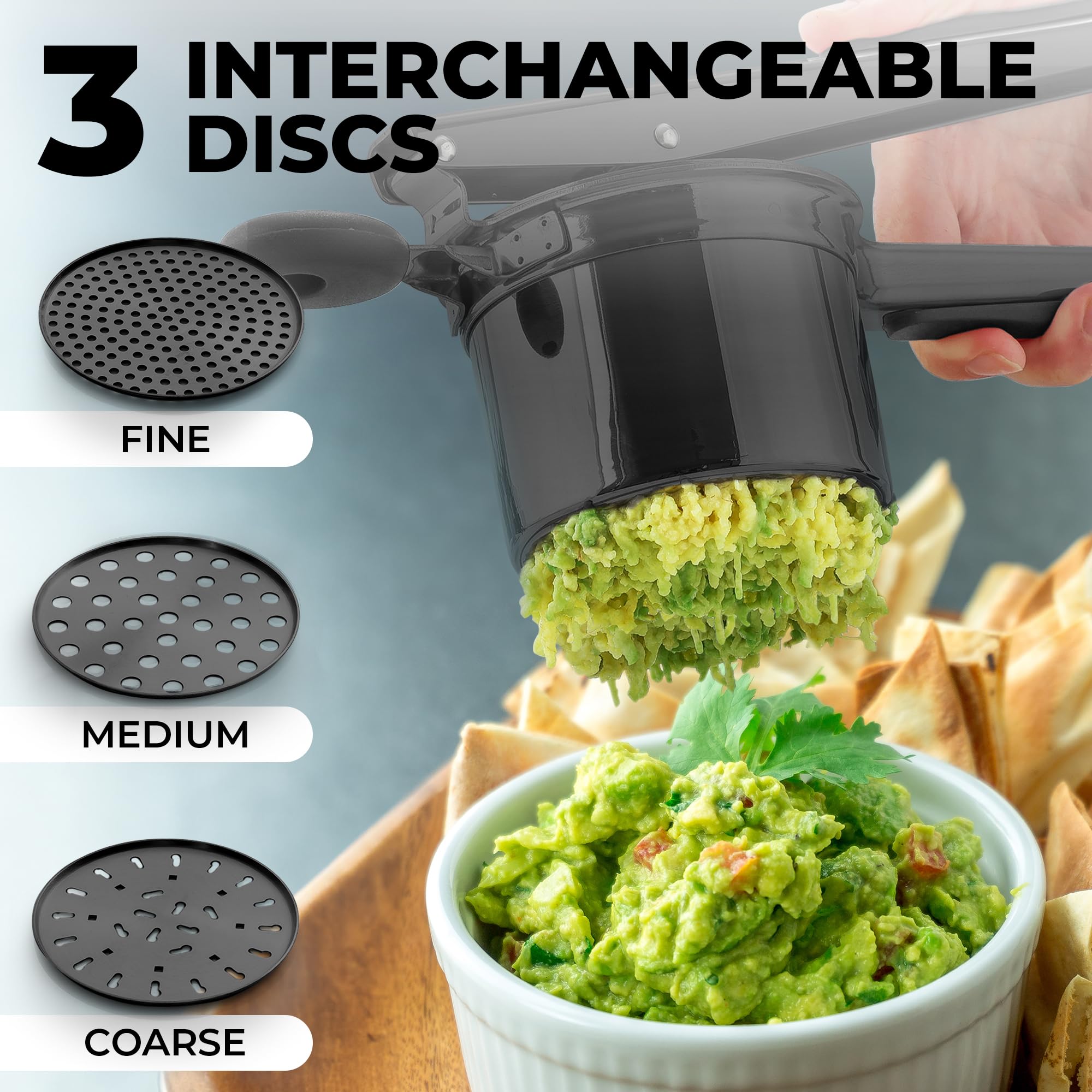 Ergonomic soft-touch handles on the Zulay Kitchen potato ricer.