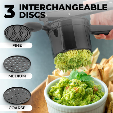 Ergonomic soft-touch handles on the Zulay Kitchen potato ricer.