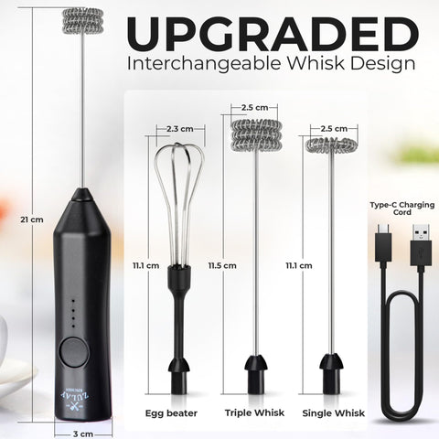 Zulay Kitchen frother USB-C charging port for quick cordless power