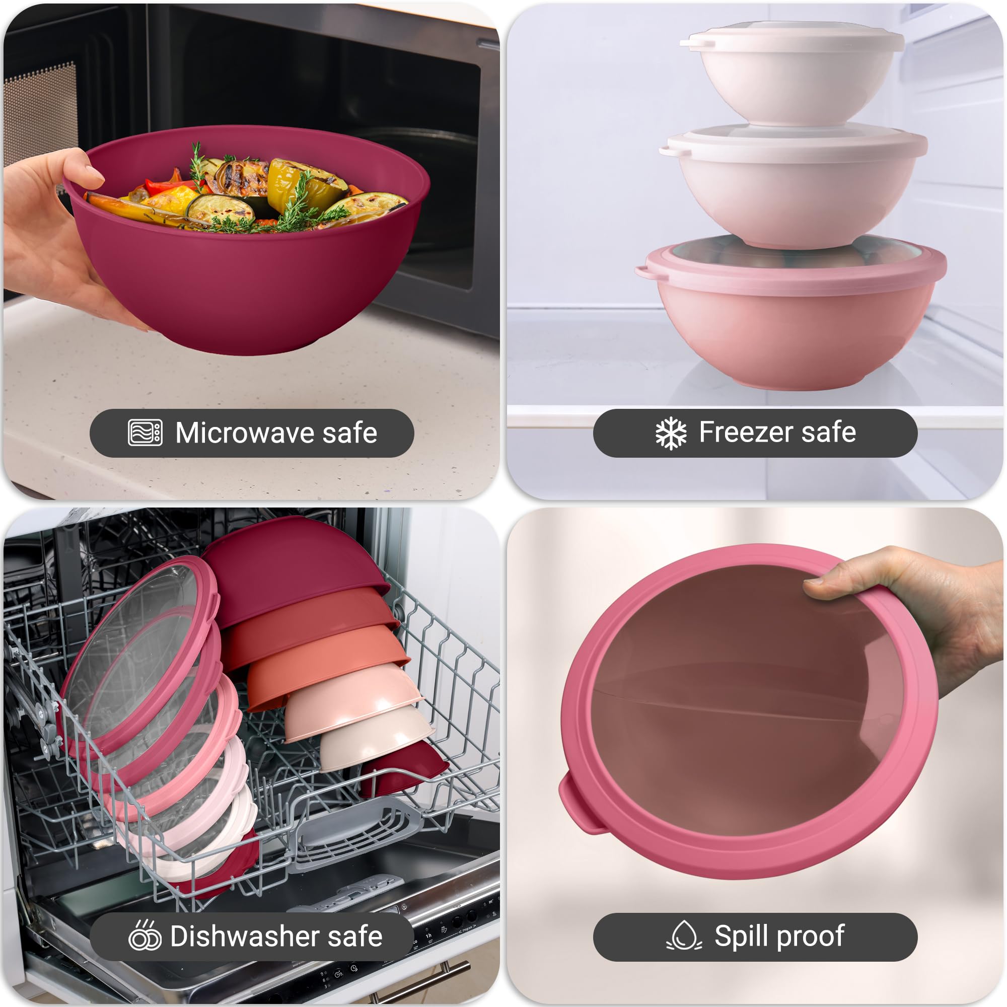 Zulay Kitchen red ombre nesting bowl set for easy organization