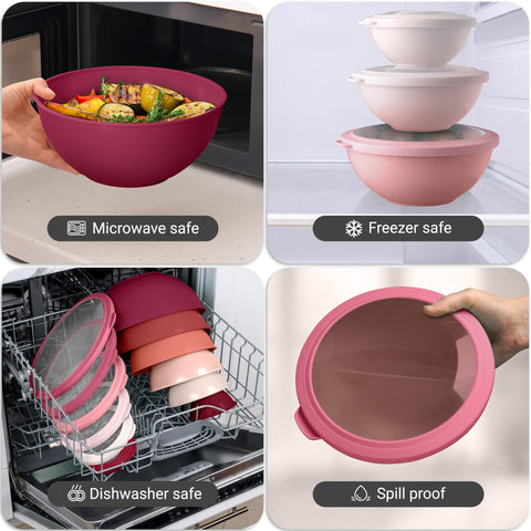 Zulay Kitchen red ombre nesting bowl set for easy organization