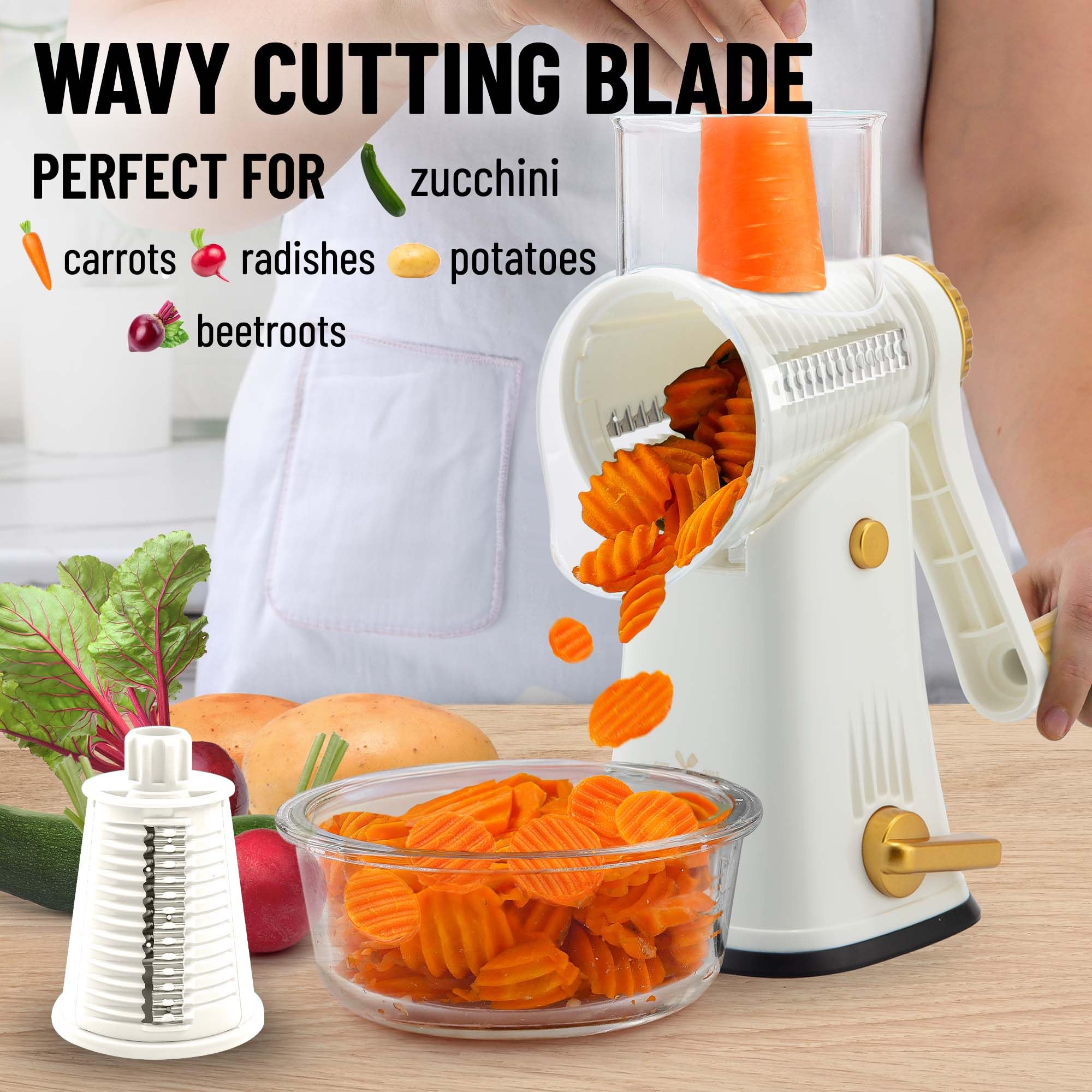 Zulay Kitchen blades storage keeps extra drums neatly organized.