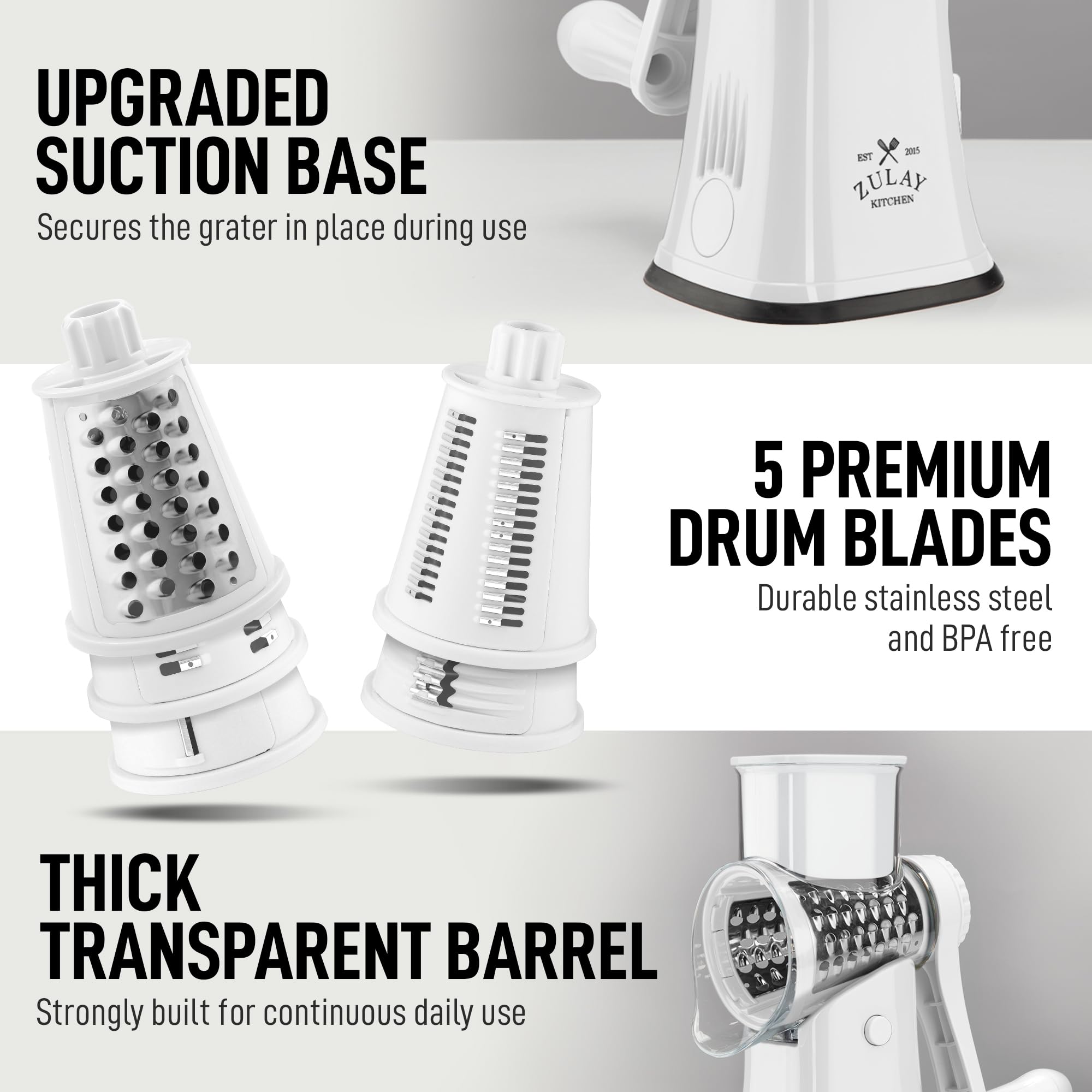 Dishwasher-safe parts on Zulay Kitchen grater for easy cleanup