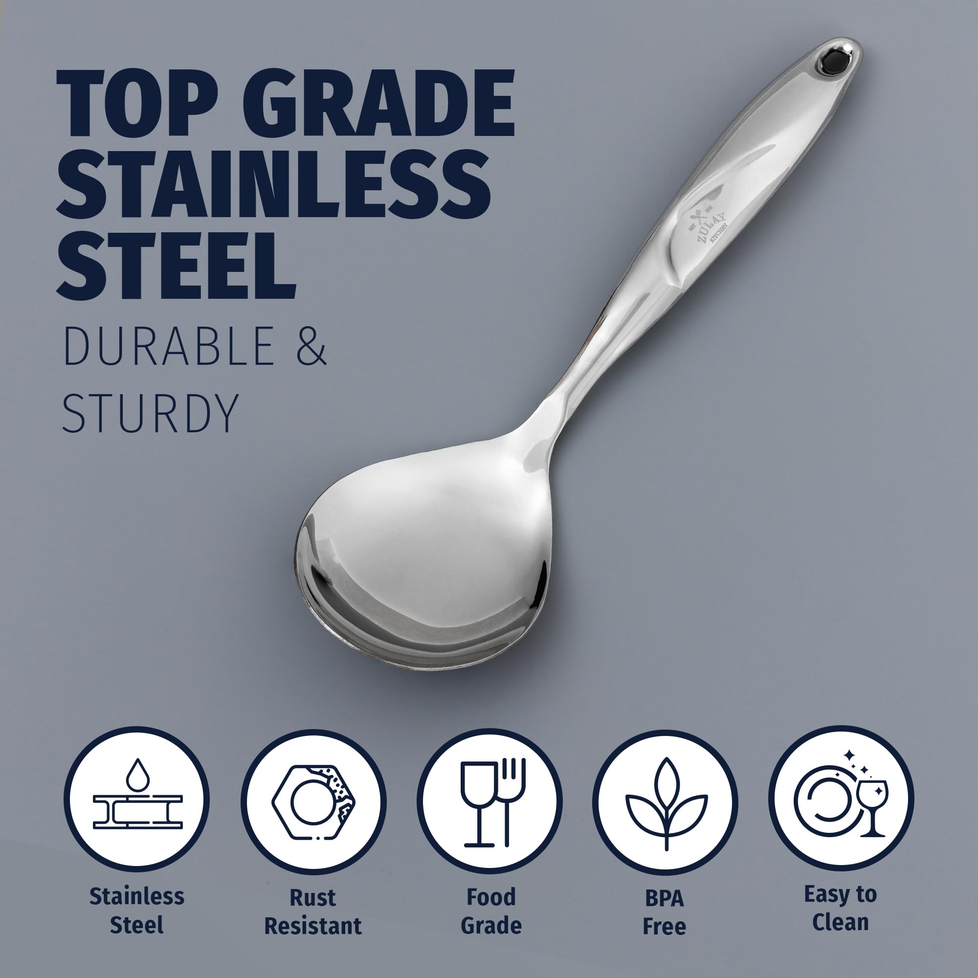 Zulay Kitchen rust-resistant utensil designed for long-lasting use.