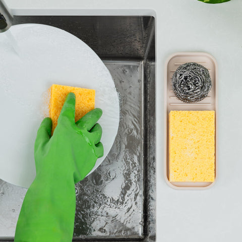 Zulay Kitchen silicone sponge holder with anti-slip ridges prevents overflow and spills