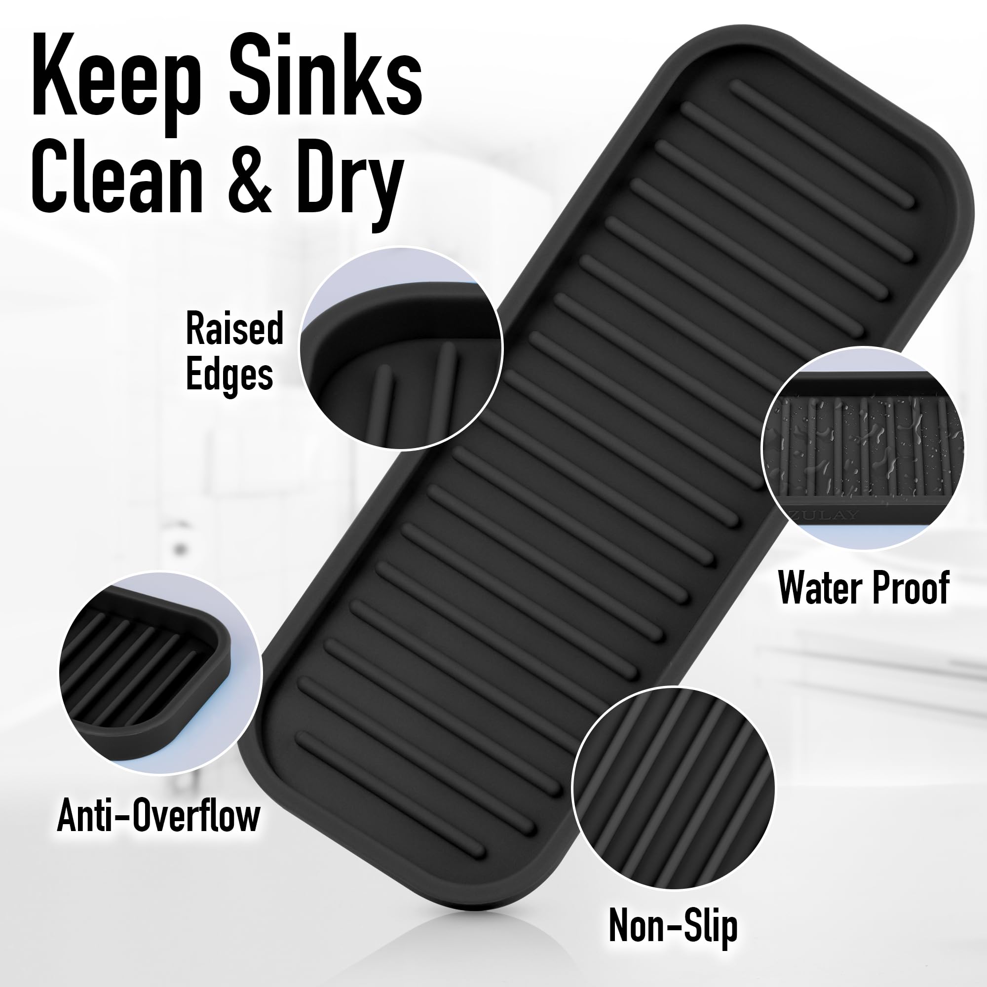 Zulay Kitchen sink tray keeps sponge, brushes, and soap neatly organized.