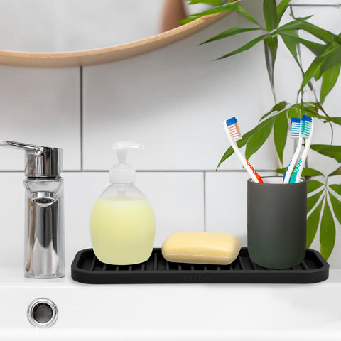 Zulay Kitchen multi-use holder is suitable for bathroom, makeup area, or laundry.
