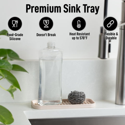 Zulay Kitchen silicone sponge holder on sink promotes dry sponges and quick access