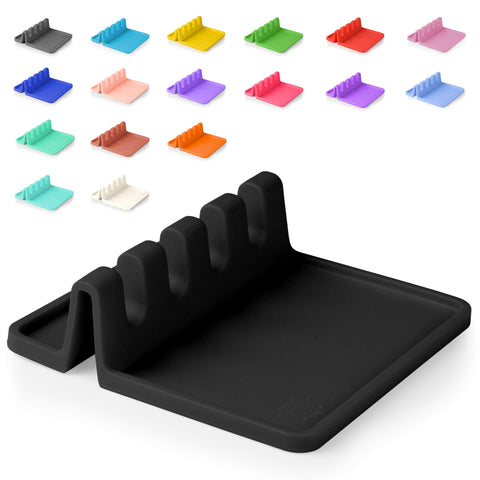 Zulay Kitchen silicone utensil rest with drip pad catches drips, keeping counters clean.