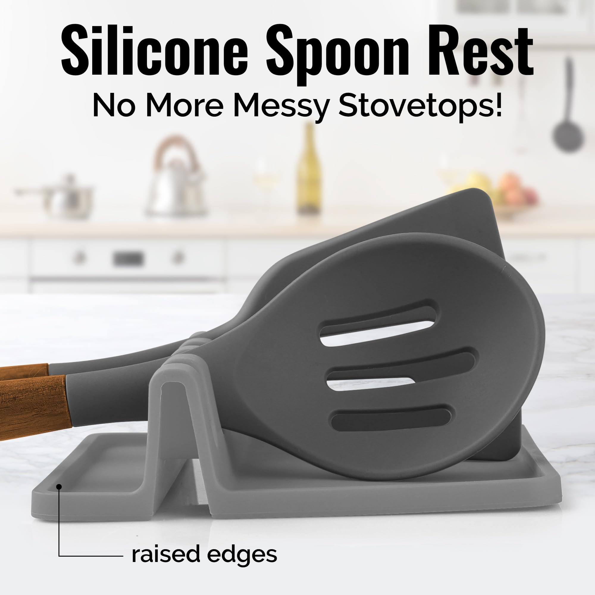 Four-slot Zulay utensil rest organized spoons, spatulas and ladles