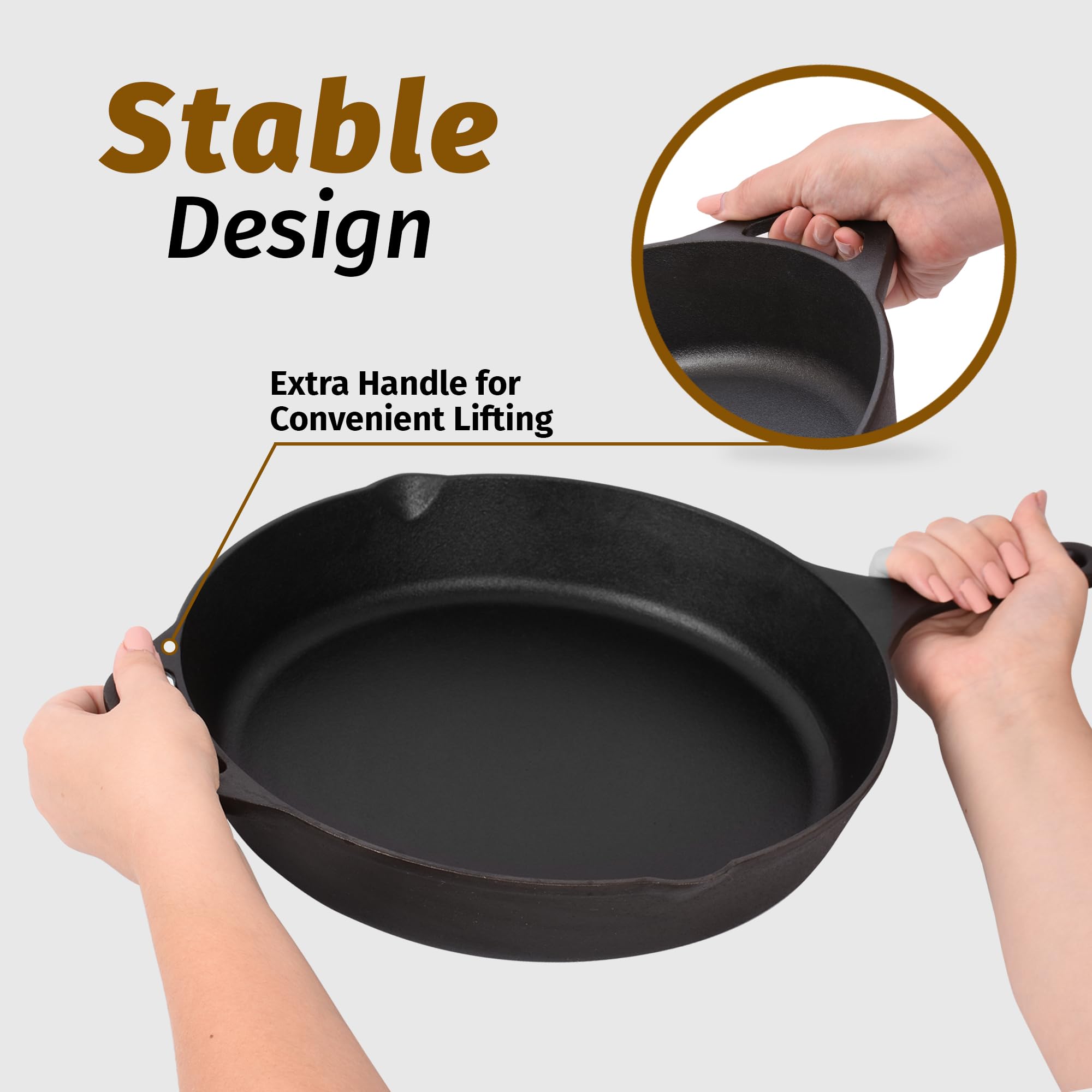 Zulay Kitchen skillet over campfire demonstrating durable outdoor cooking.