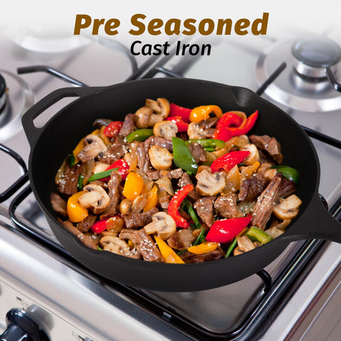 Zulay Kitchen skillet maintenance moment with light oil to preserve seasoning.