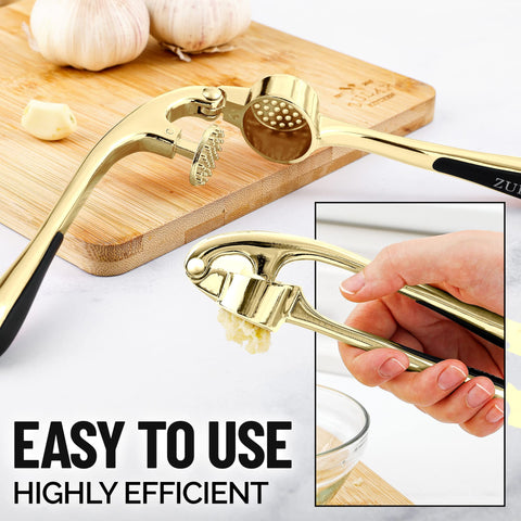 Close-up of Zulay Kitchen soft, easy-squeeze handle reducing hand fatigue.