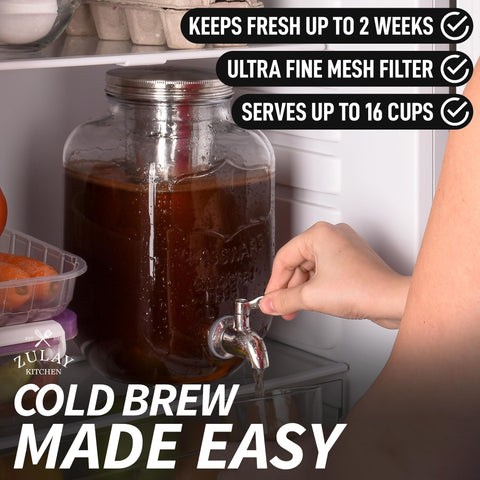 Zulay Kitchen fine-mesh filter keeps grounds out for smooth cold brew