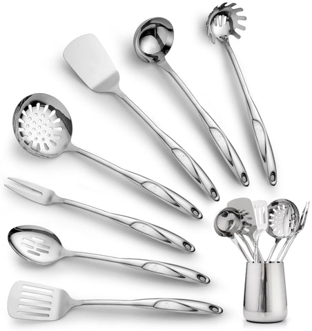 Zulay Kitchen slotted spatula: durable stainless steel for easy flipping and draining.