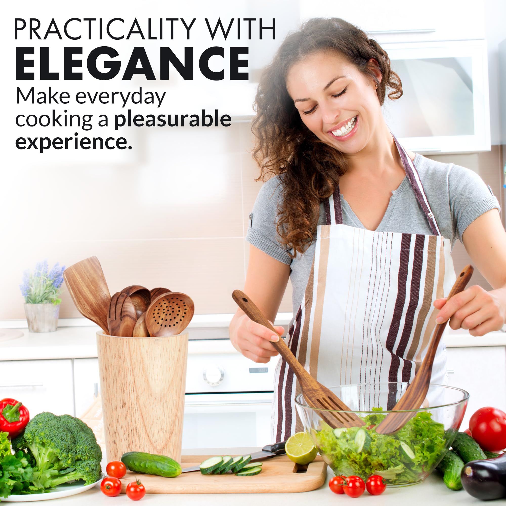 Zulay Kitchen teak ladle perfect for soups and stews.