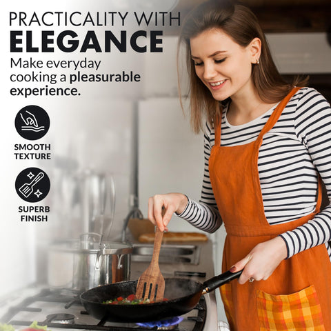 Zulay Kitchen large spoon in teak suitable for soups.