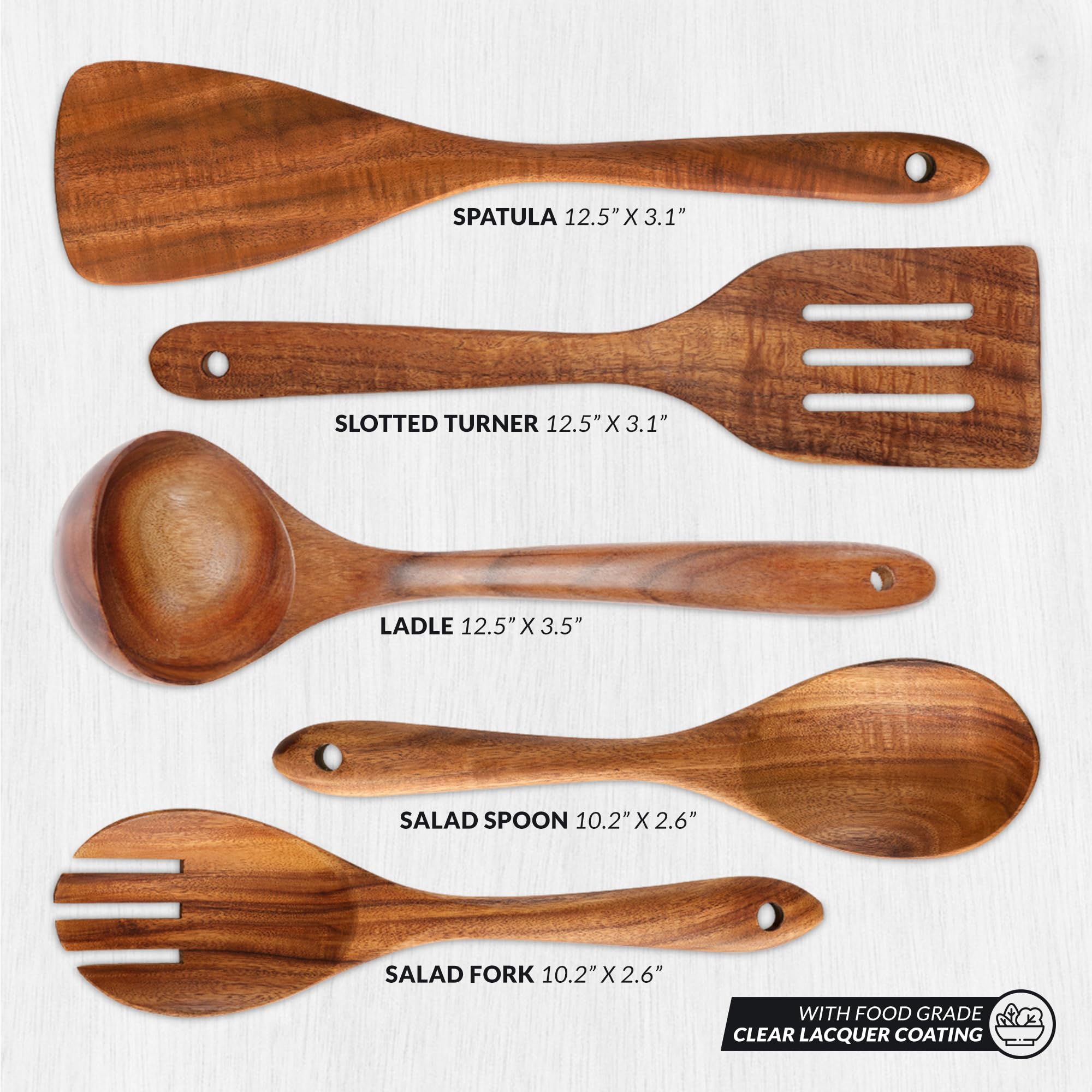 Zulay Kitchen salad fork in teak designed for easy tossing.