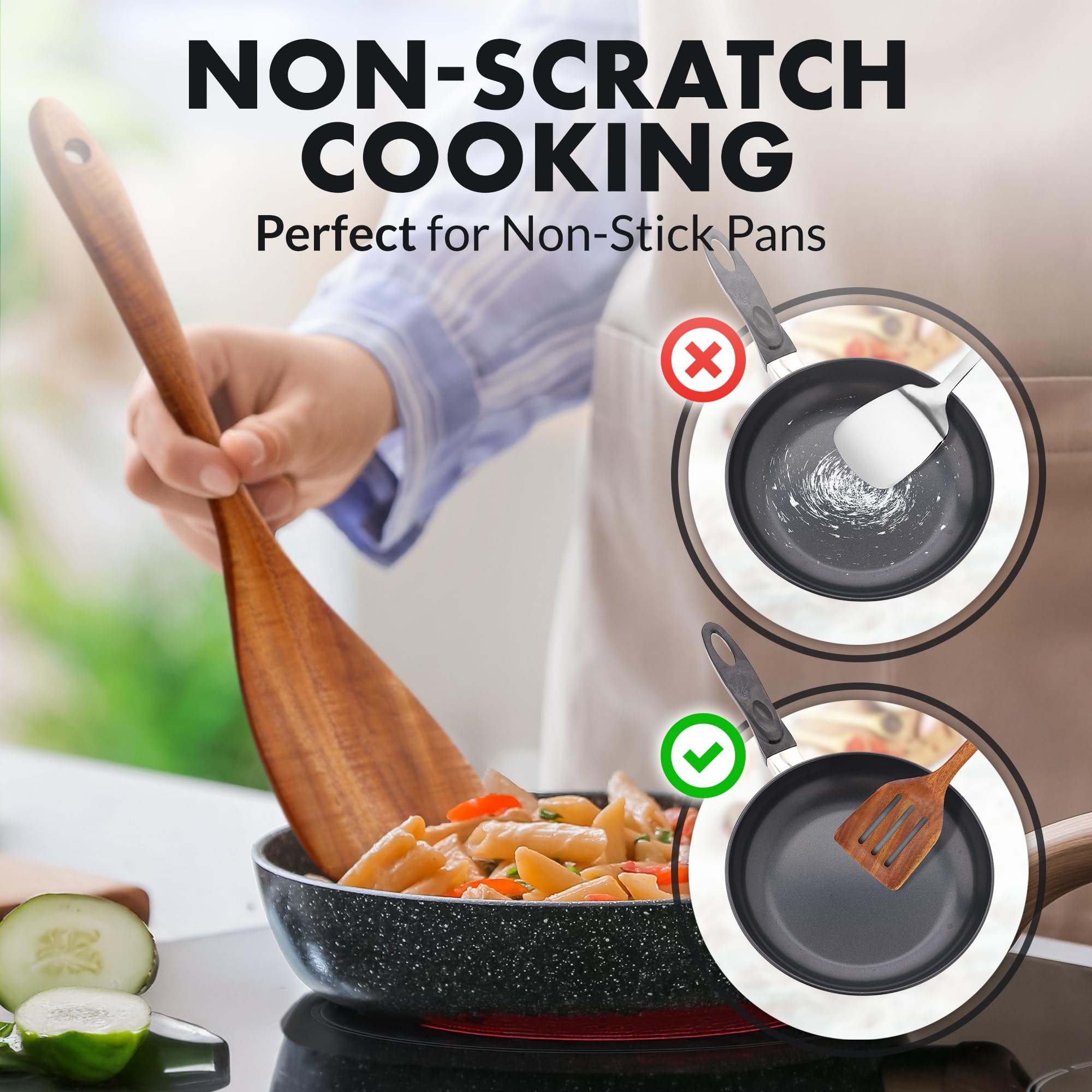 Zulay Kitchen teak-salad-fork offers sturdy grip for easy tossing.