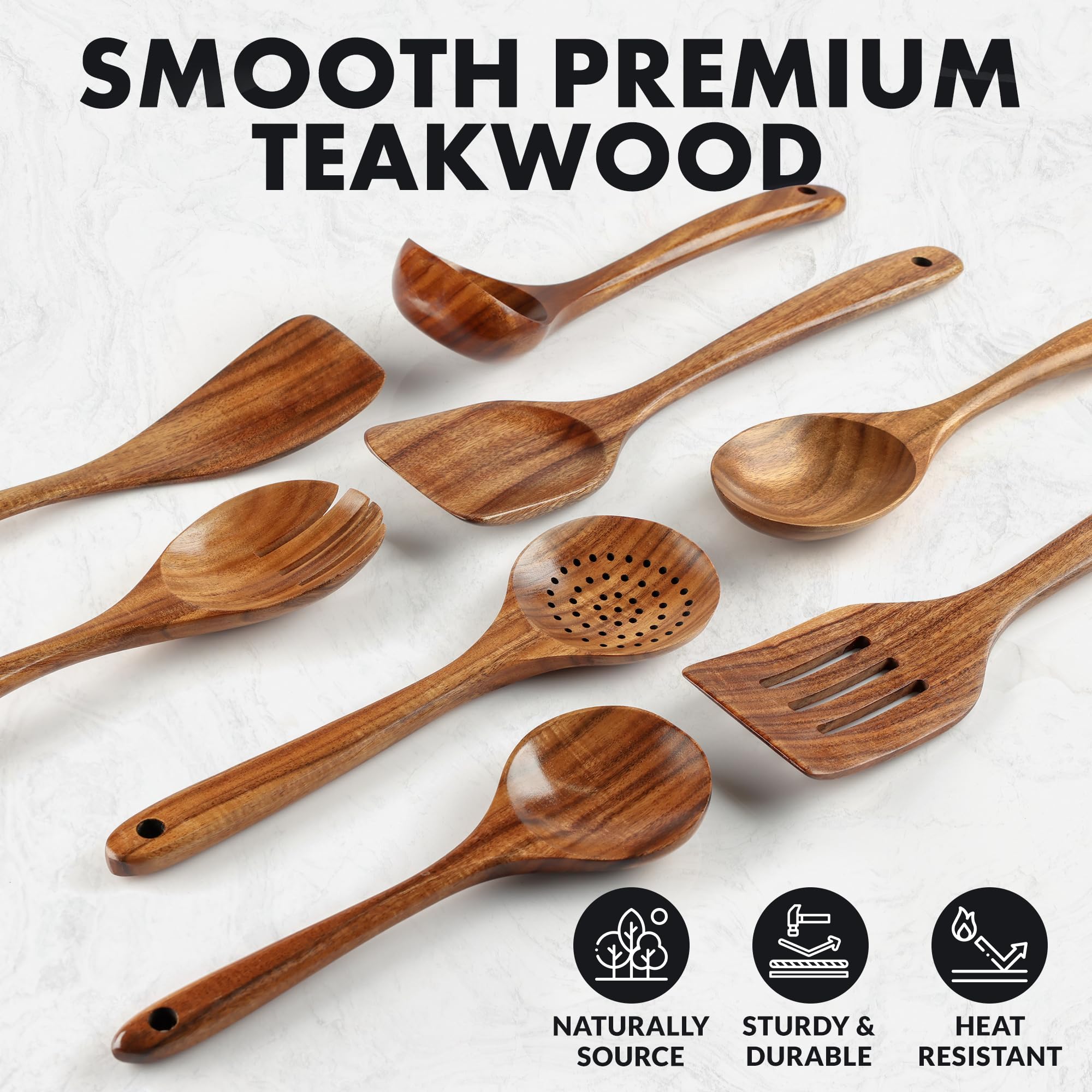 Zulay Kitchen teak salad fork designed for easy, precise serving.