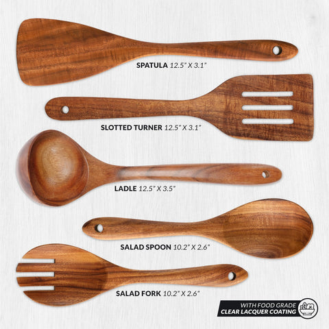 Zulay Kitchen salad fork in teak designed for easy tossing.