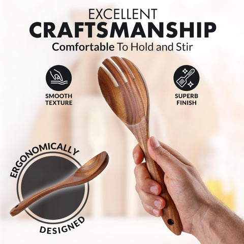 Zulay Kitchen teak serving spoon ideal for family meals and everyday use.