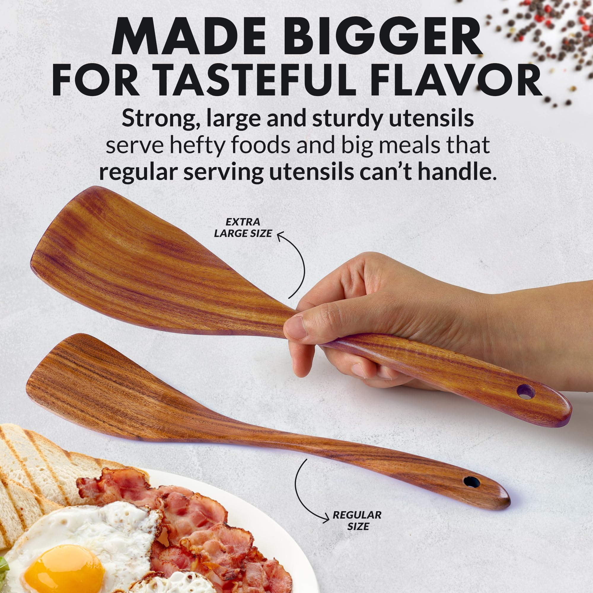 Zulay Kitchen teak-serving-spoon highlights generous capacity for sauces.