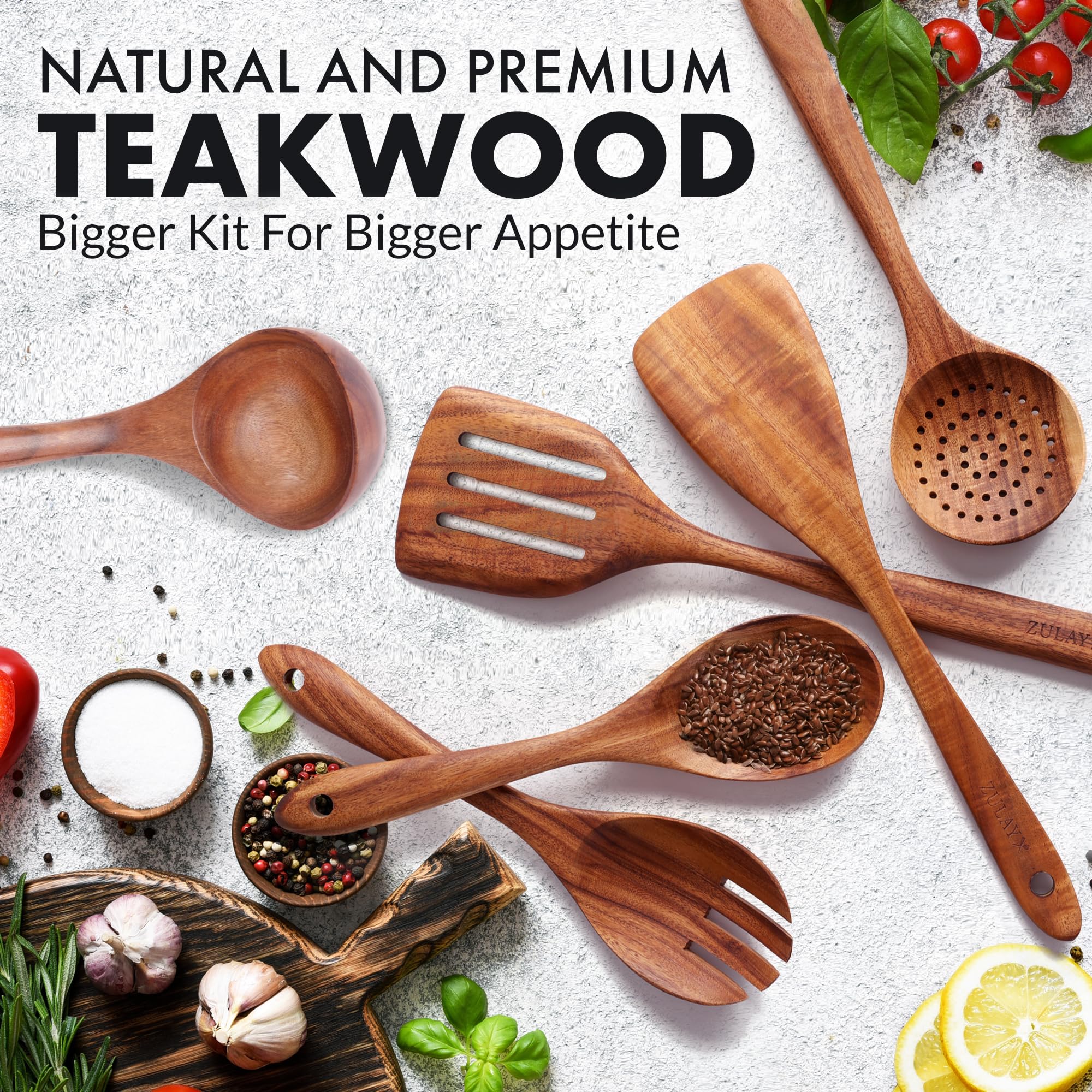 Zulay Kitchen teak-spatula demonstrates smooth finish for non-stick cookware.