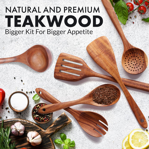 Zulay Kitchen teak-spatula demonstrates smooth finish for non-stick cookware.