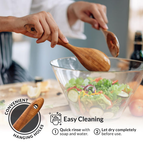 Zulay Kitchen teak-turner provides ergonomic handle for comfortable flipping.