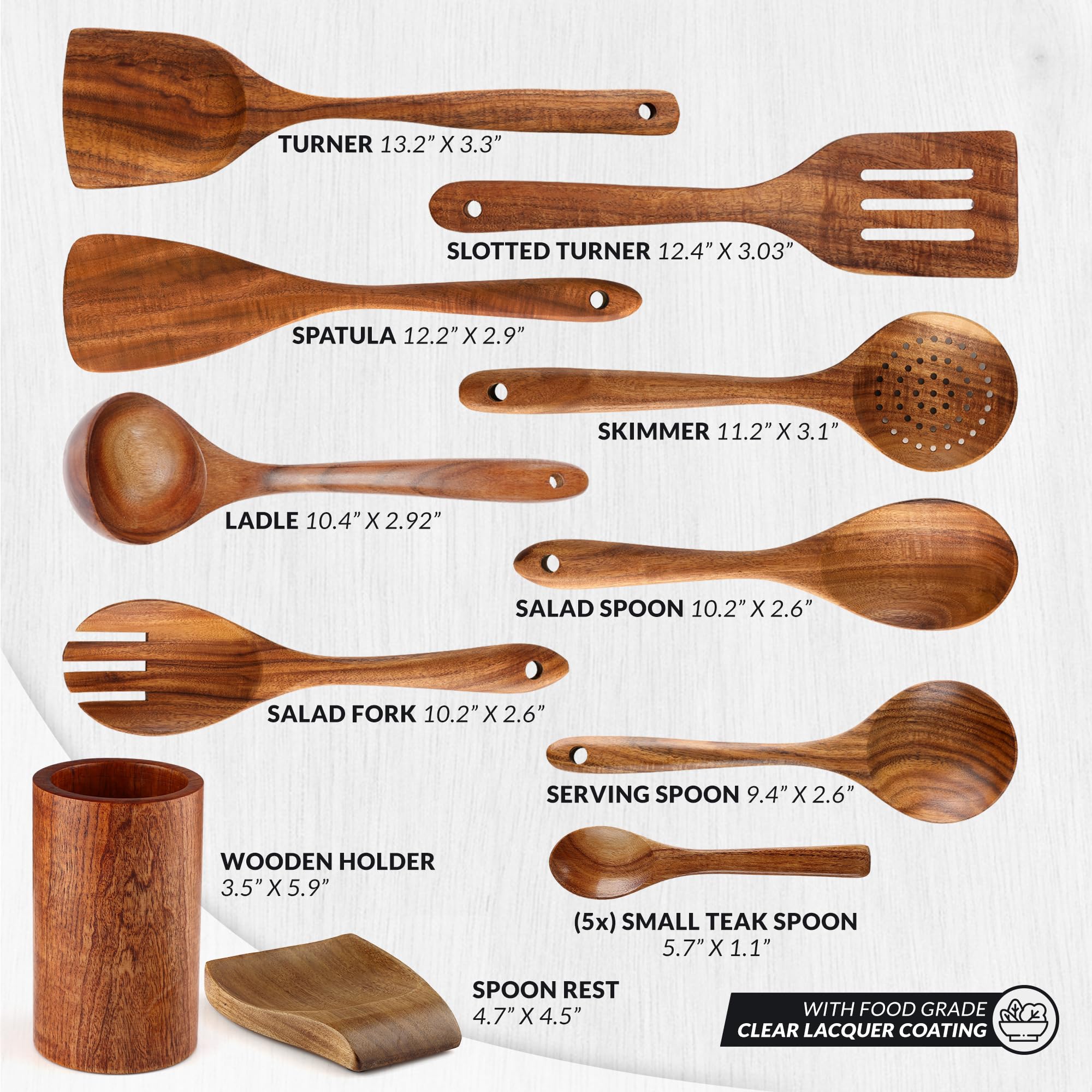 Zulay Kitchen teak salad fork, smooth and scratch-free on cookware